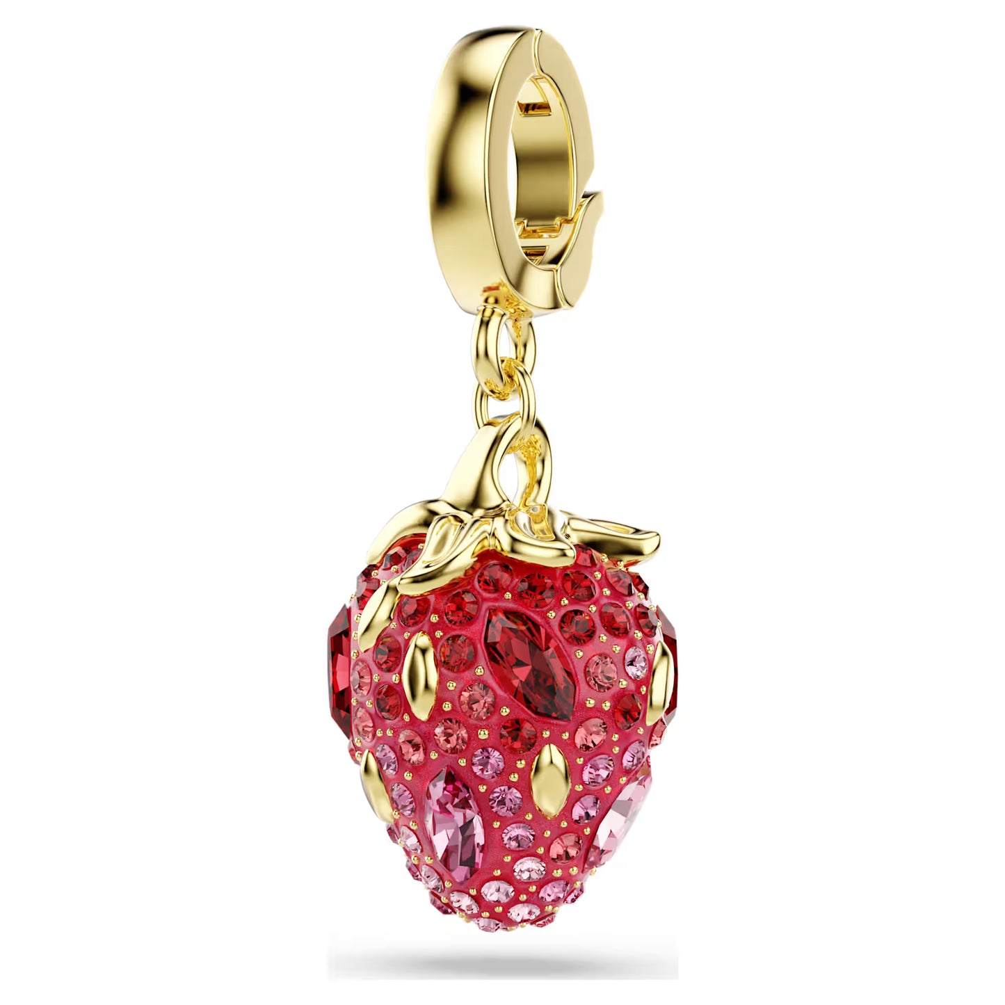 Idyllia charm, Mixed cuts, Strawberry, Red, Gold-tone plated