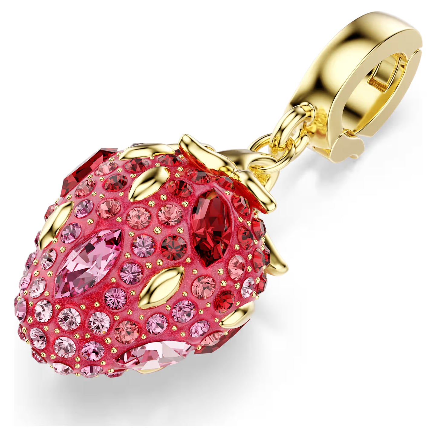 Idyllia charm, Mixed cuts, Strawberry, Red, Gold-tone plated