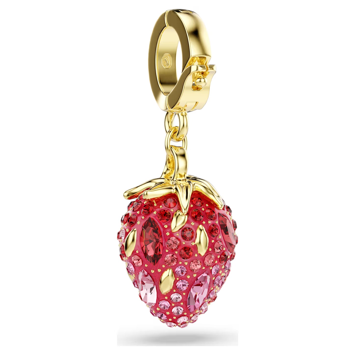 Idyllia charm, Mixed cuts, Strawberry, Red, Gold-tone plated