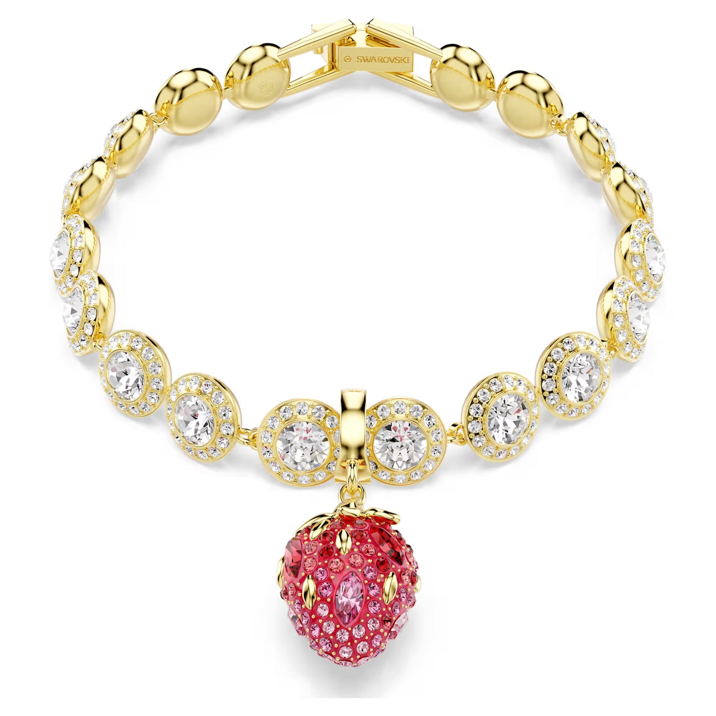Idyllia charm, Mixed cuts, Strawberry, Red, Gold-tone plated