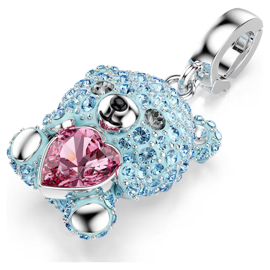 Idyllia charm, Mixed cuts, Teddy, Blue, Rhodium plated