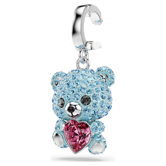 Idyllia charm, Mixed cuts, Teddy, Blue, Rhodium plated
