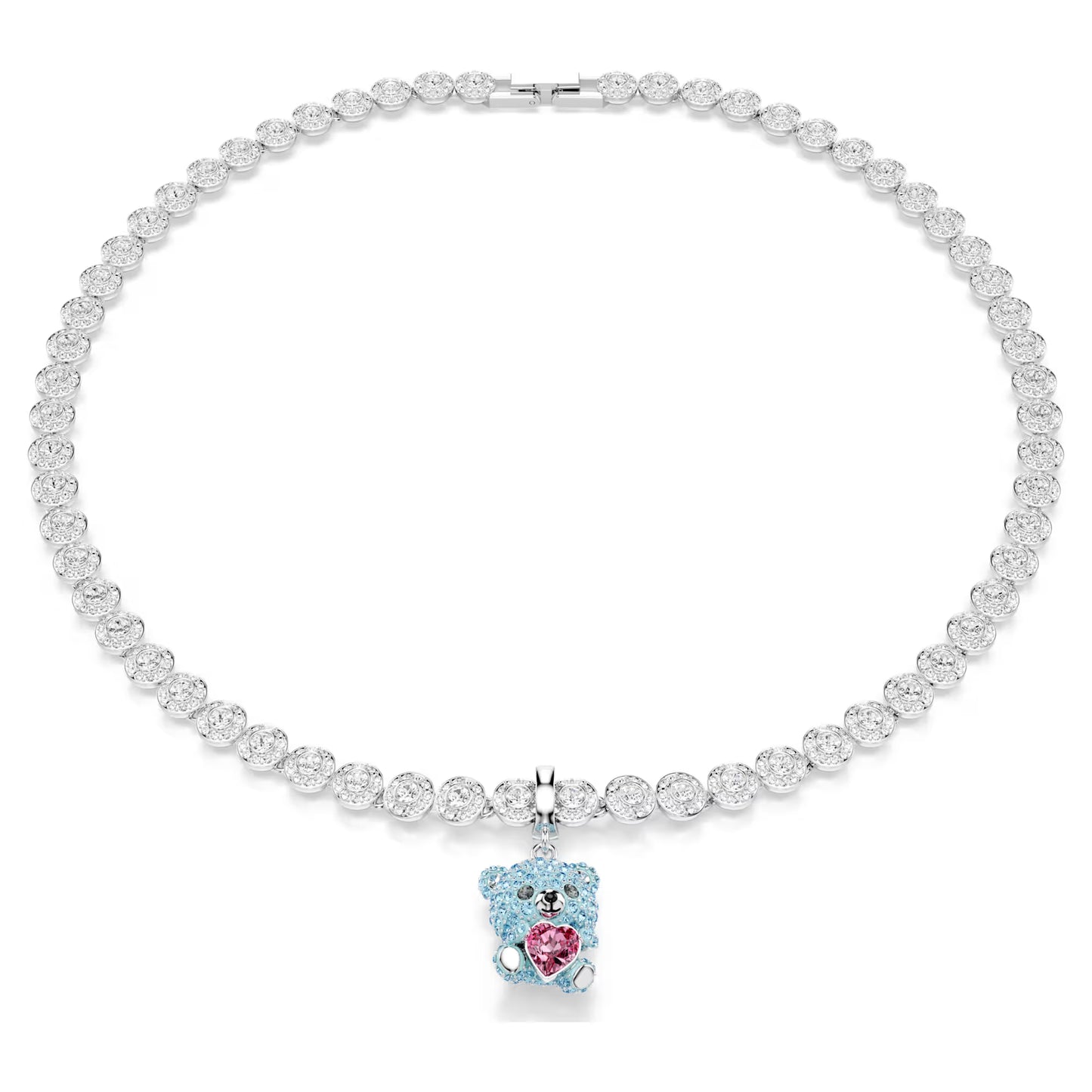 Idyllia charm, Mixed cuts, Teddy, Blue, Rhodium plated
