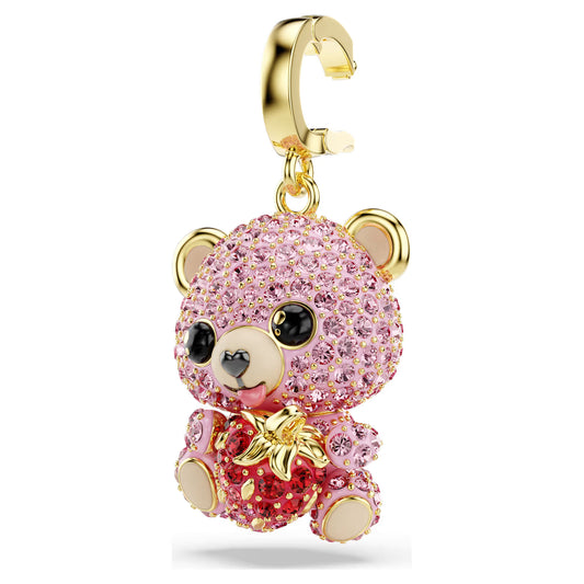 Idyllia charm, Mixed cuts, Teddy, Pink, Gold-tone plated