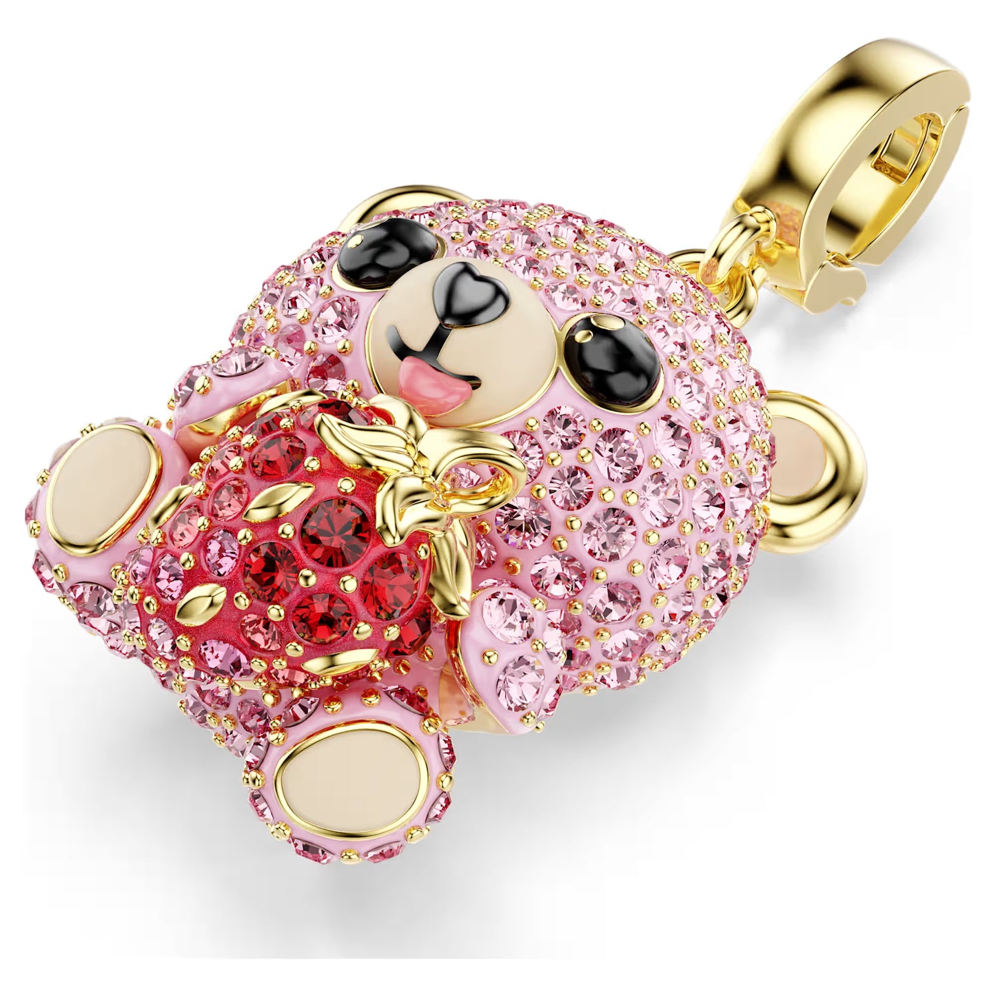 Idyllia charm, Mixed cuts, Teddy, Pink, Gold-tone plated