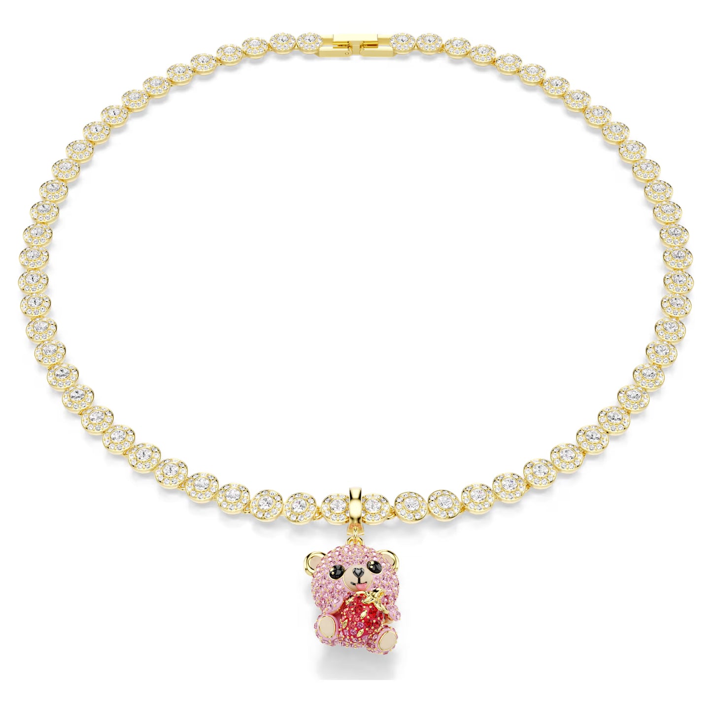 Idyllia charm, Mixed cuts, Teddy, Pink, Gold-tone plated