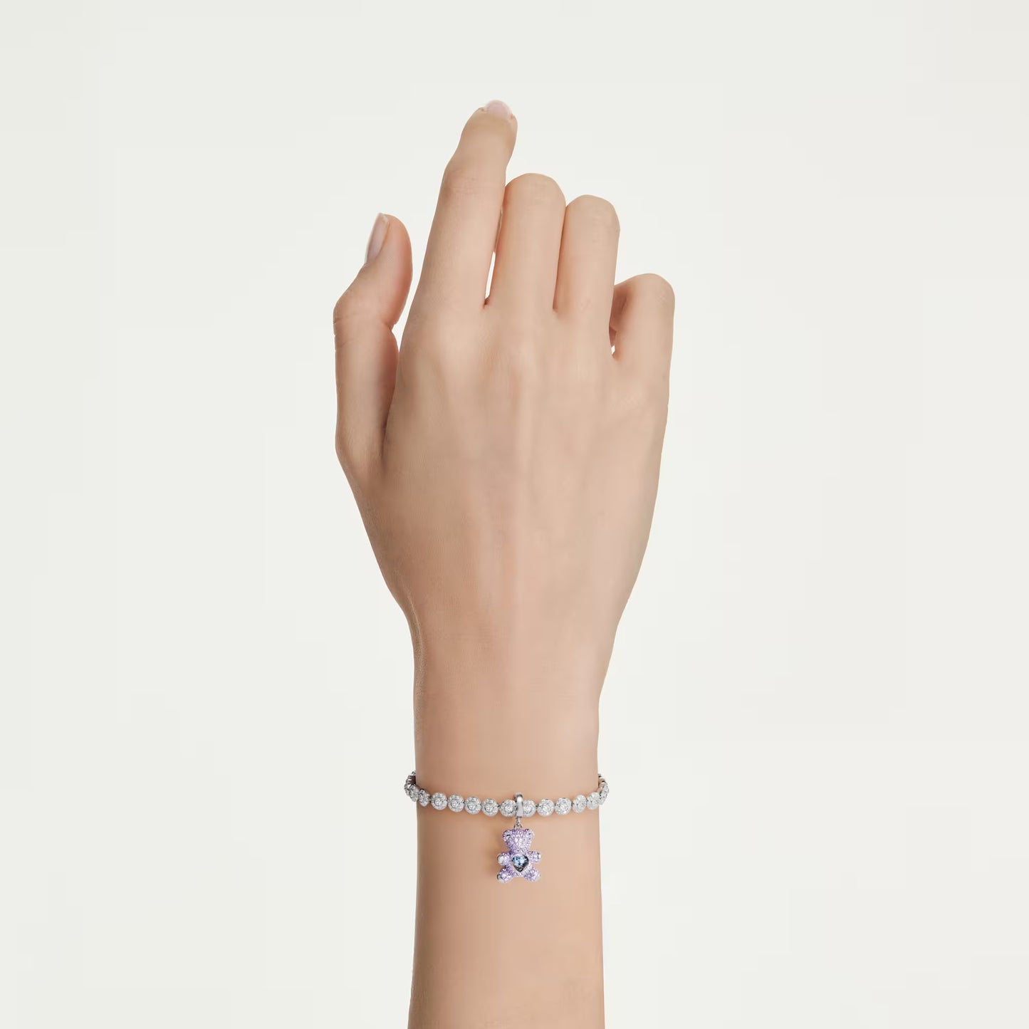 Idyllia charm, Mixed cuts, Teddy, Purple, Rhodium plated