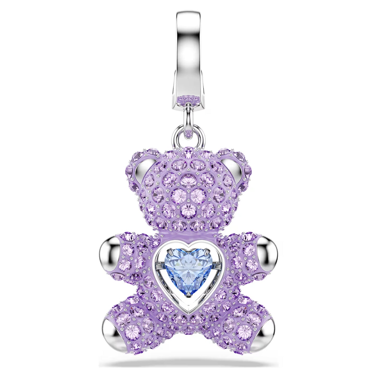Idyllia charm, Mixed cuts, Teddy, Purple, Rhodium plated