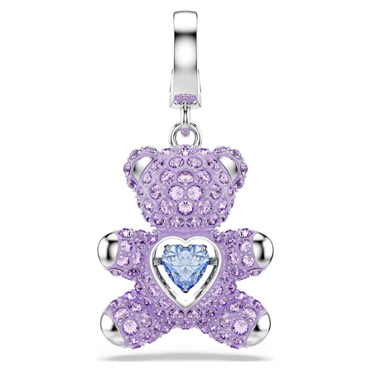 Idyllia charm, Mixed cuts, Teddy, Purple, Rhodium plated