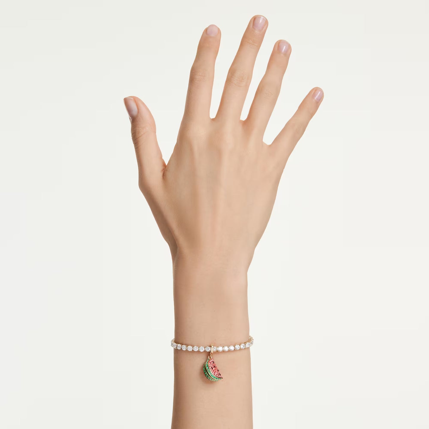Idyllia charm, Mixed cuts, Watermelon, Multicoloured, Gold-tone plated
