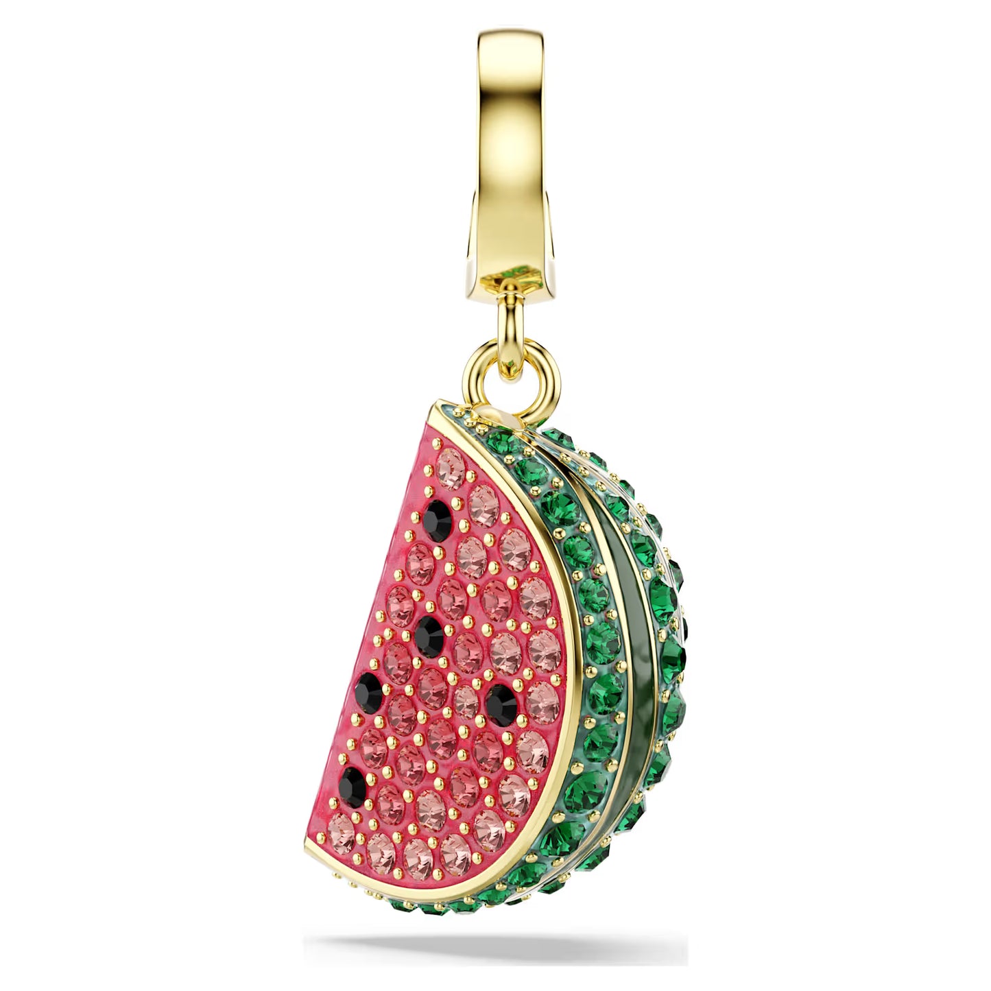 Idyllia charm, Mixed cuts, Watermelon, Multicoloured, Gold-tone plated