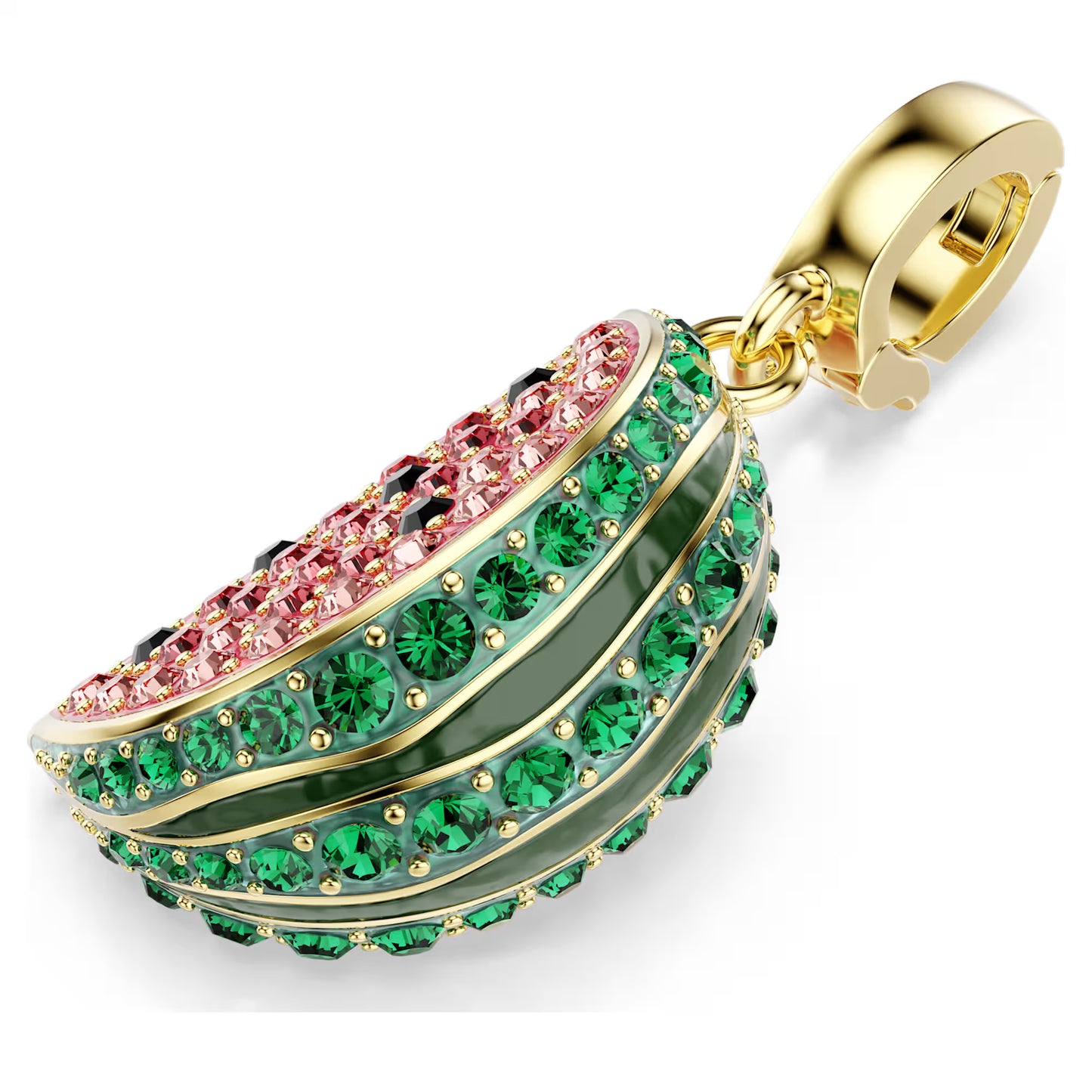 Idyllia charm, Mixed cuts, Watermelon, Multicoloured, Gold-tone plated