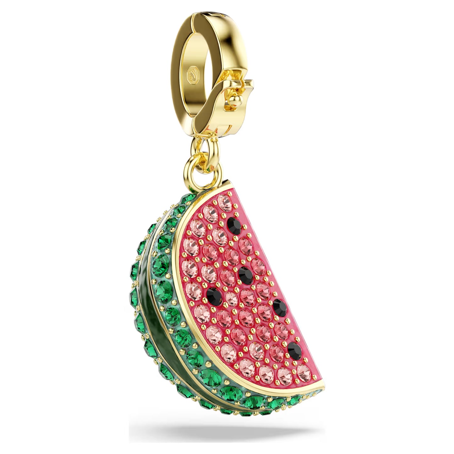 Idyllia charm, Mixed cuts, Watermelon, Multicoloured, Gold-tone plated