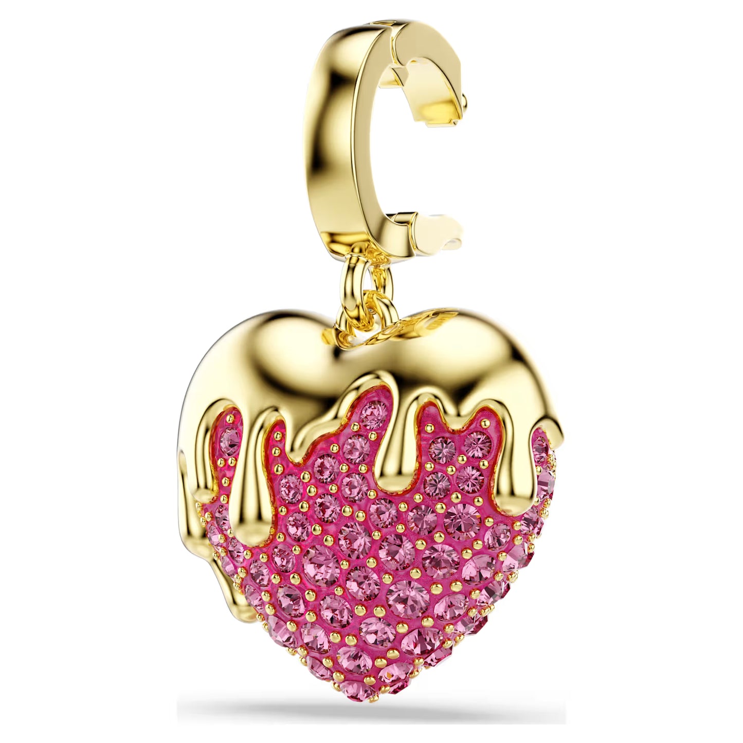 Idyllia charm, Round cut, Heart, Pink, Gold-tone plated