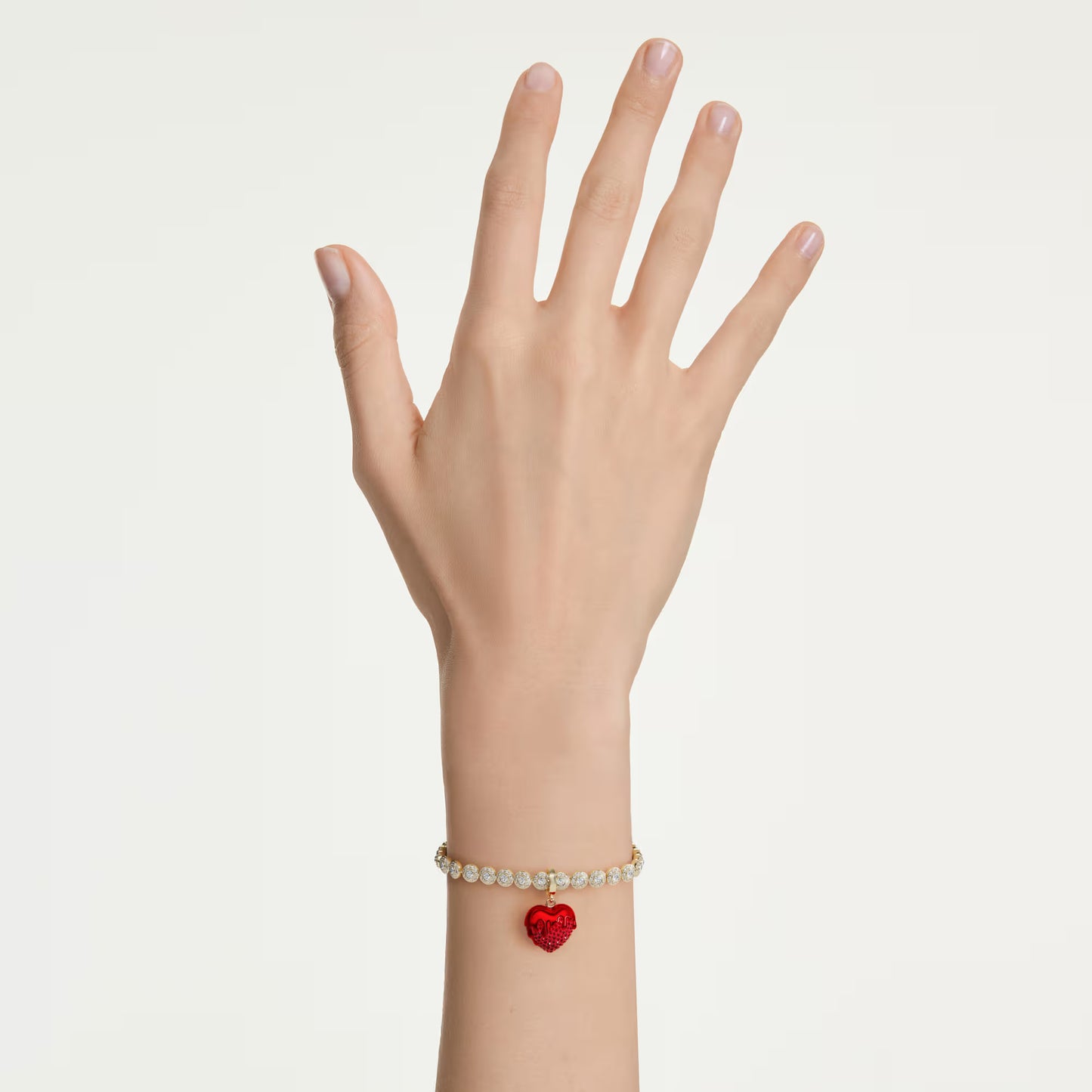 Idyllia charm, Round cut, Heart, Red, Gold-tone plated