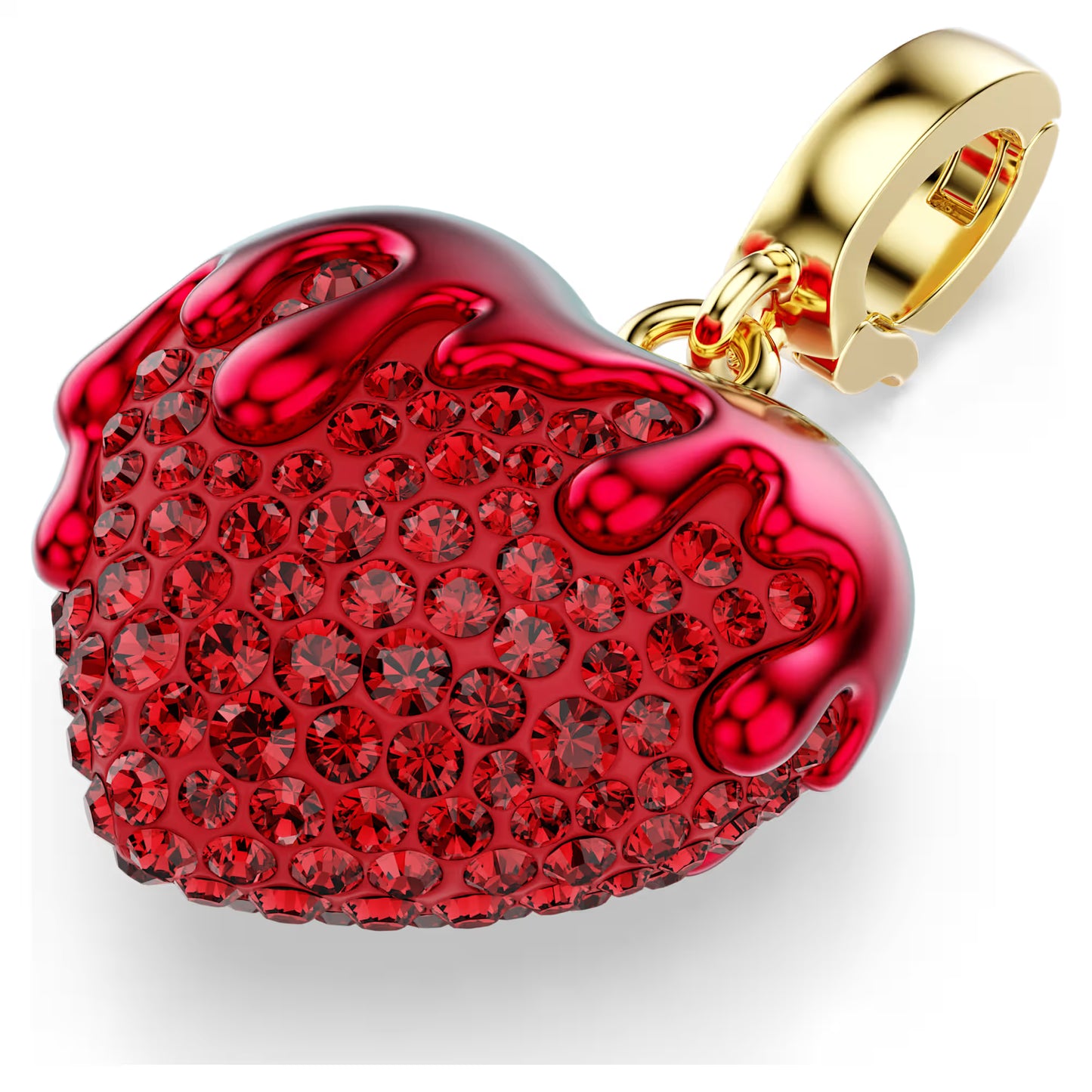 Idyllia charm, Round cut, Heart, Red, Gold-tone plated