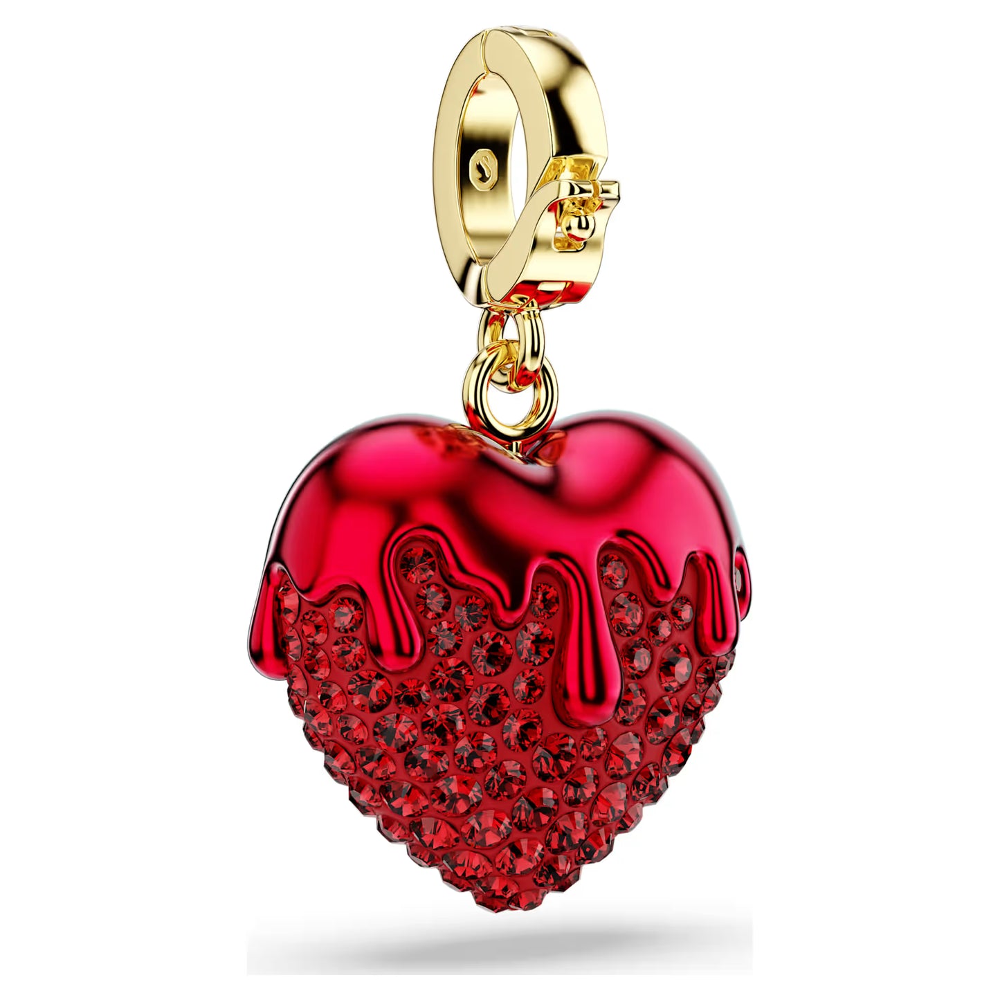 Idyllia charm, Round cut, Heart, Red, Gold-tone plated