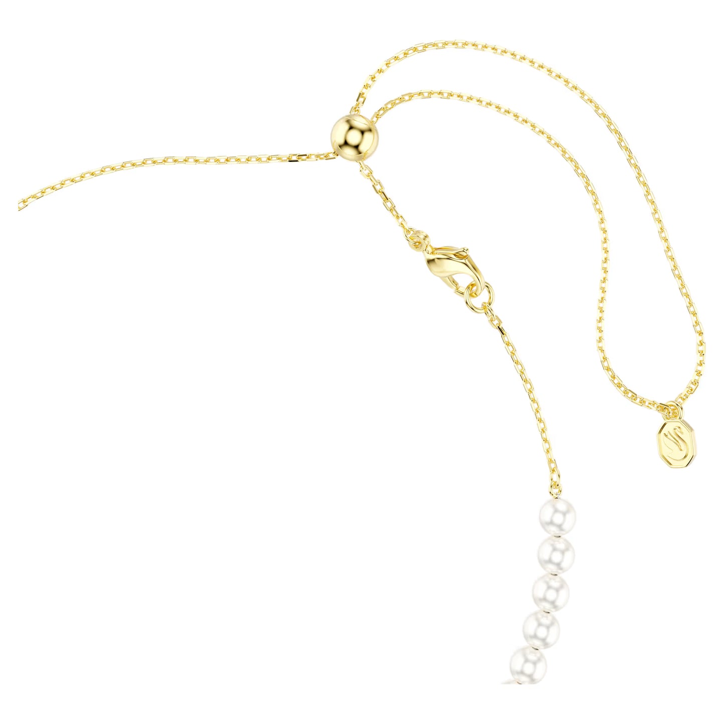 Idyllia choker, Crystal pearl, Mixed cuts, Bee, White, 18K gold finish