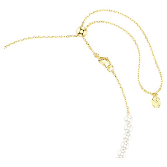 Idyllia choker, Crystal pearl, Mixed cuts, Bee, White, 18K gold finish