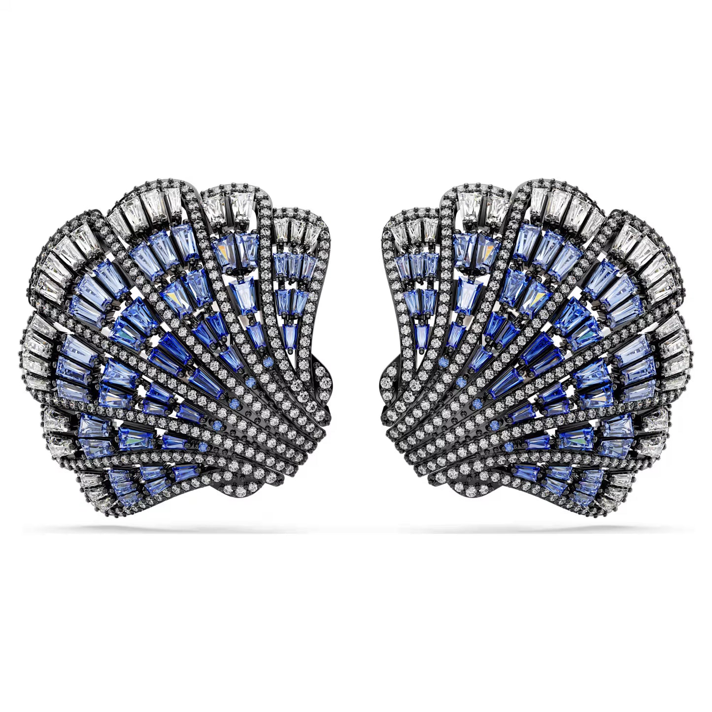 Idyllia clip earrings, Shell, Blue, Mixed metal finish