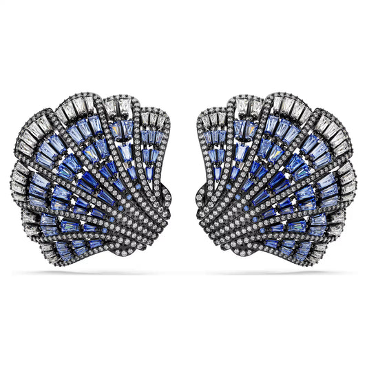 Idyllia clip earrings, Shell, Blue, Mixed metal finish