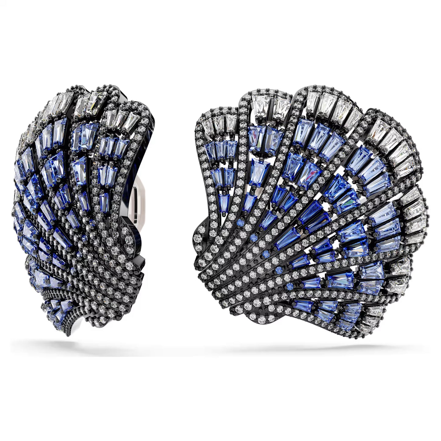 Idyllia clip earrings, Shell, Blue, Mixed metal finish