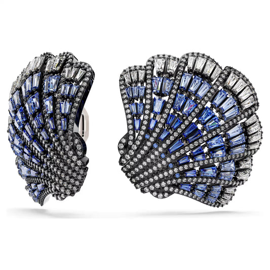 Idyllia clip earrings, Shell, Blue, Mixed metal finish