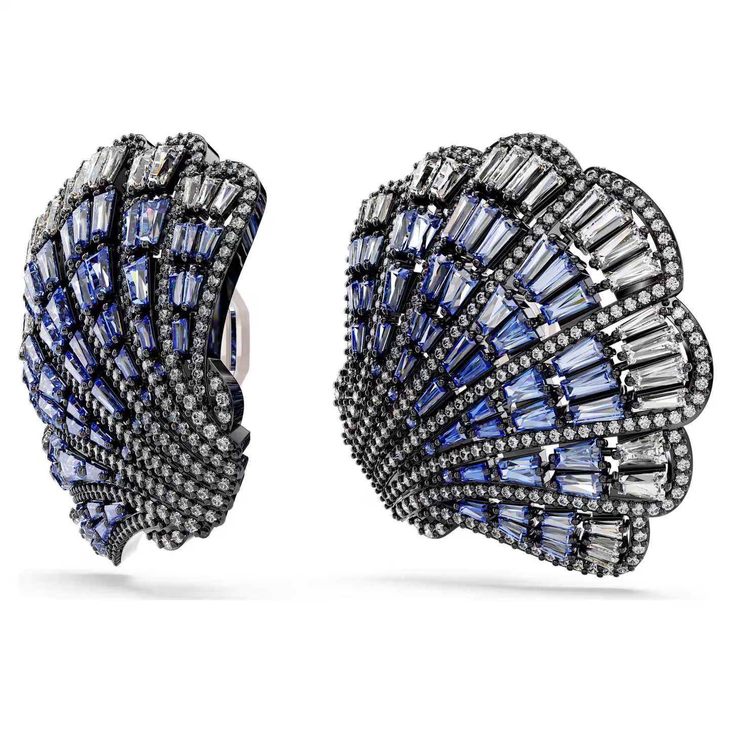 Idyllia clip earrings, Shell, Blue, Mixed metal finish
