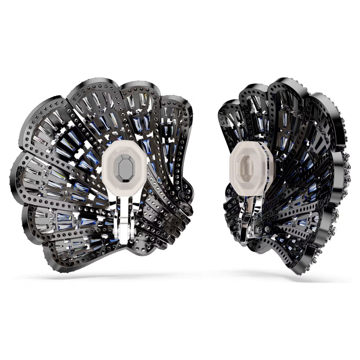 Idyllia clip earrings, Shell, Blue, Mixed metal finish