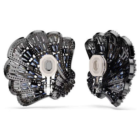 Idyllia clip earrings, Shell, Blue, Mixed metal finish