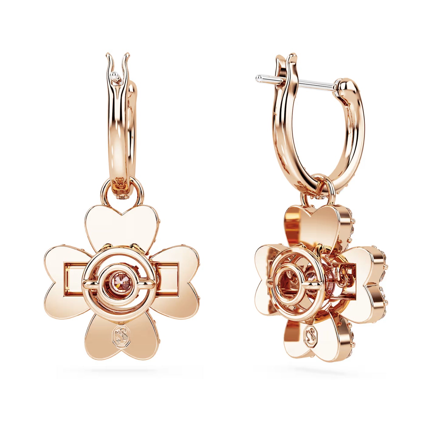 Idyllia drop earrings, Clover, White, Rose gold