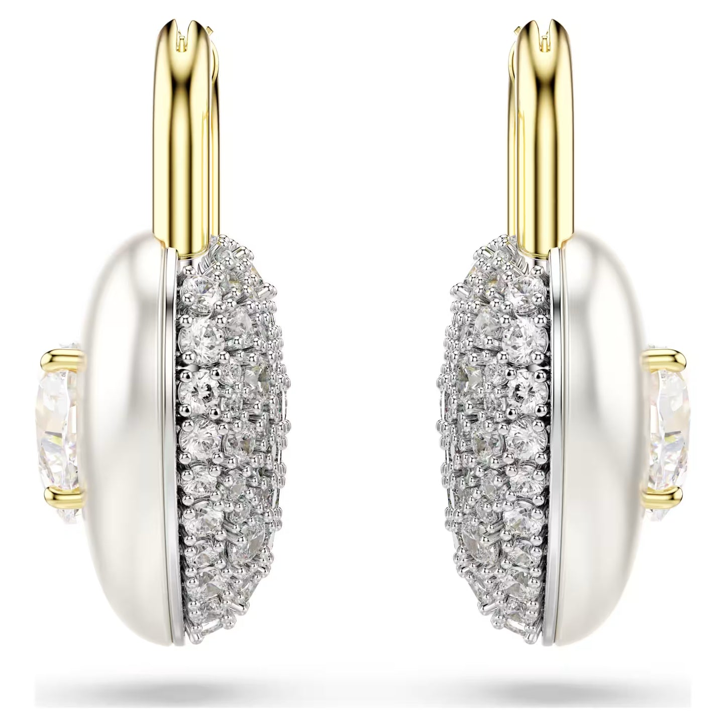 Idyllia drop earrings Mixed cuts, Heart, White, 18k gold finish