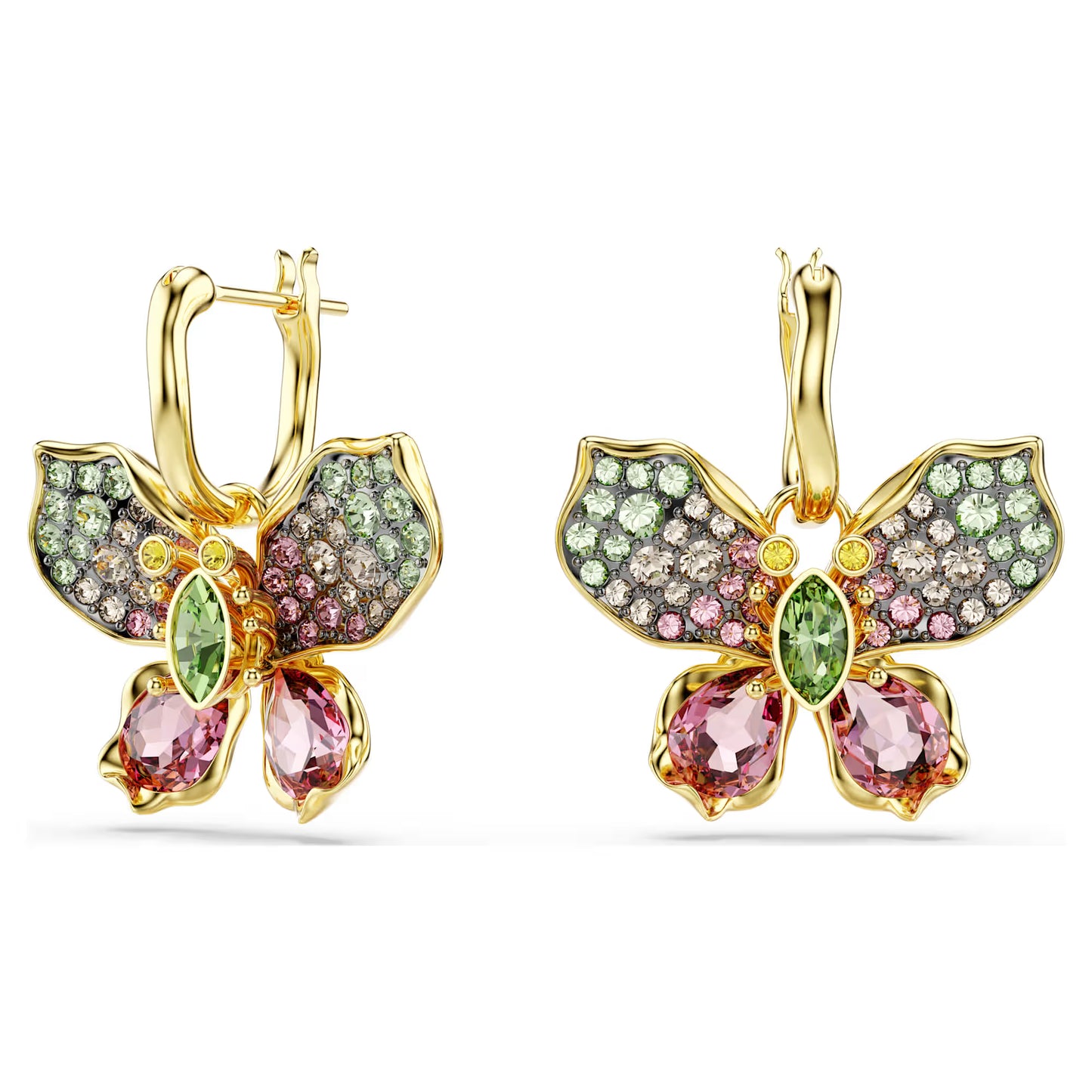 Idyllia drop earrings, Mixed cuts, Pavé, Butterfly