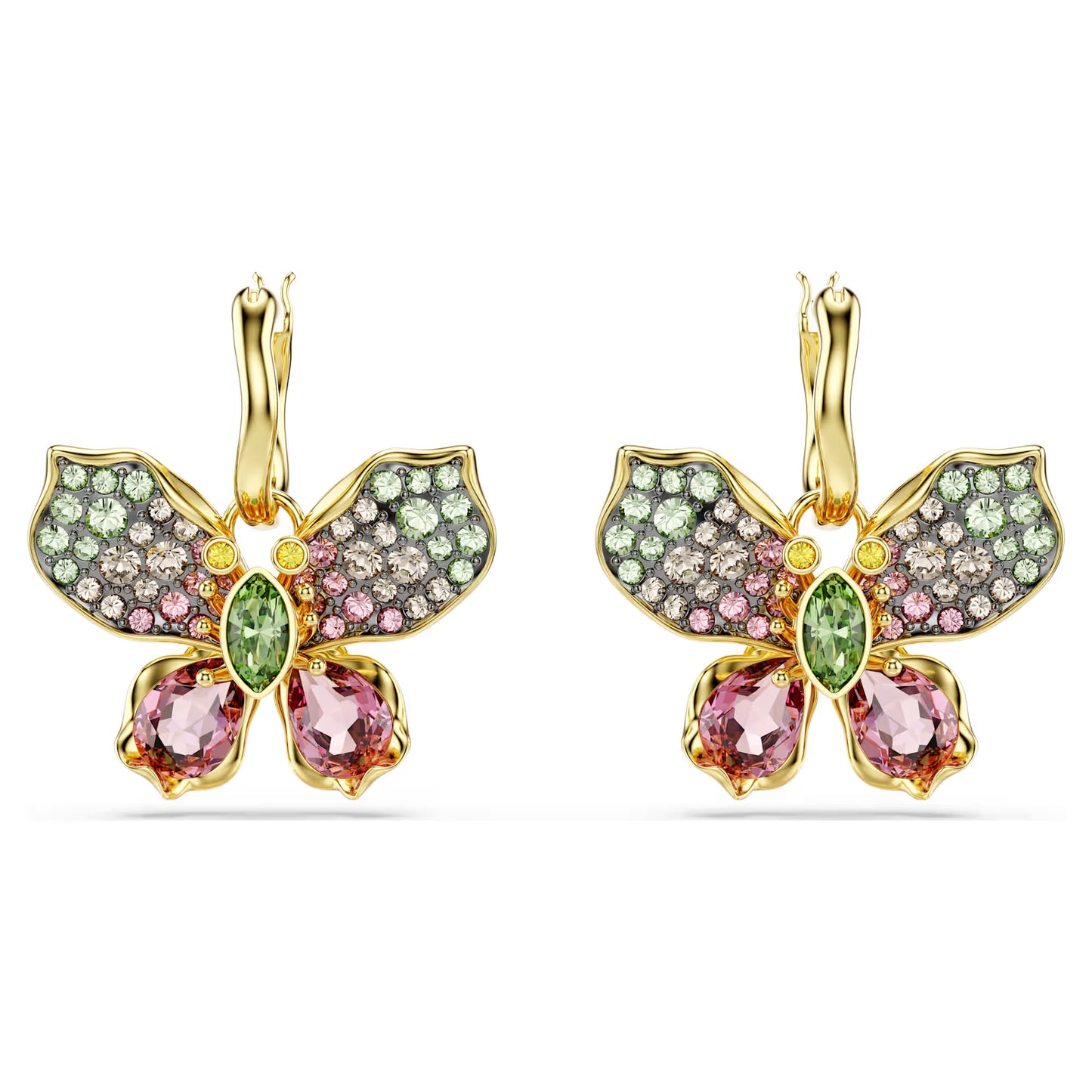 Idyllia drop earrings, Mixed cuts, Pavé, Butterfly