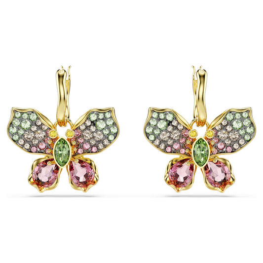 Idyllia drop earrings, Mixed cuts, Pavé, Butterfly