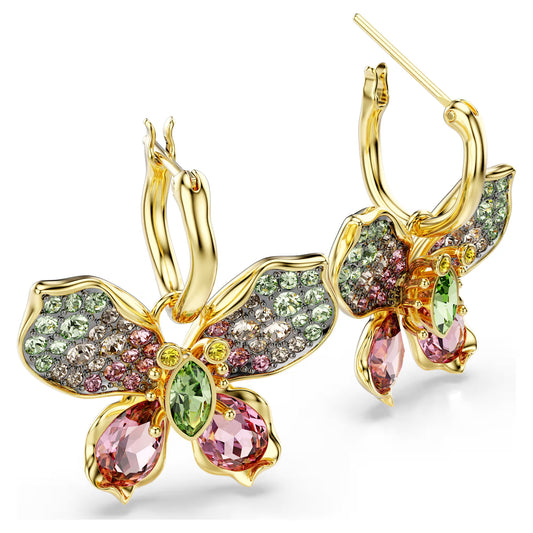 Idyllia drop earrings, Mixed cuts, Pavé, Butterfly