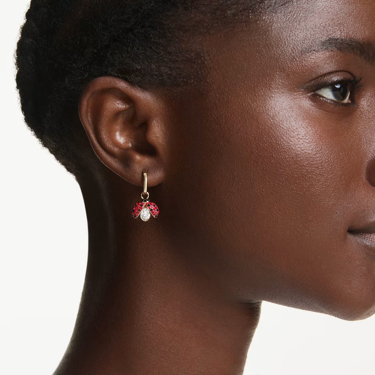 Idyllia drop earrings, Set (3), Ladybird, clover, strawberry, Multicoloured, Gold-tone plated