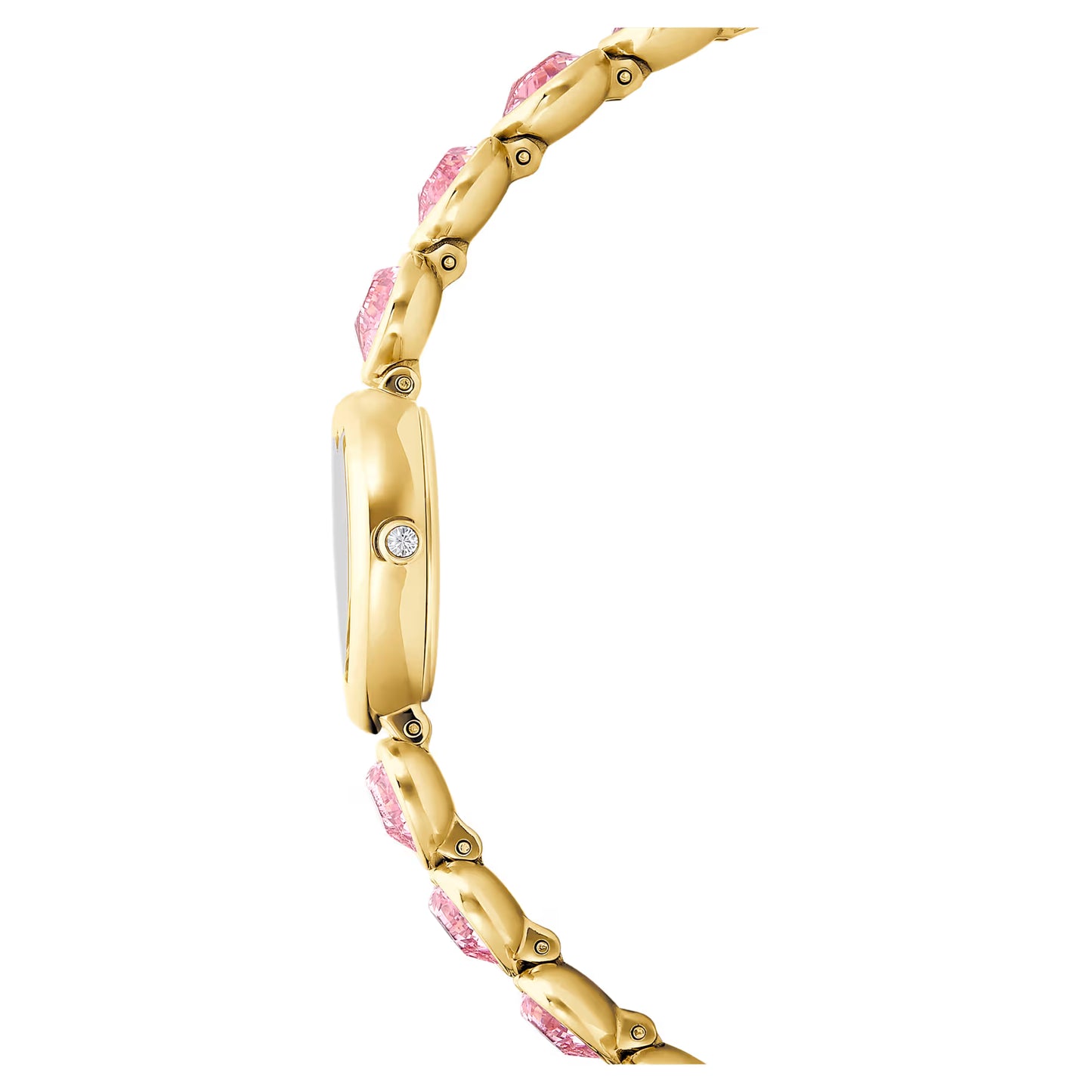 Idyllia Heart watch, Crystal bracelet, Pink, Gold-tone finish