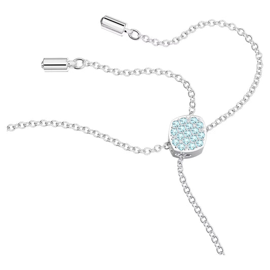 Lilia bracelet, Butterfly, Blue, Rhodium plated