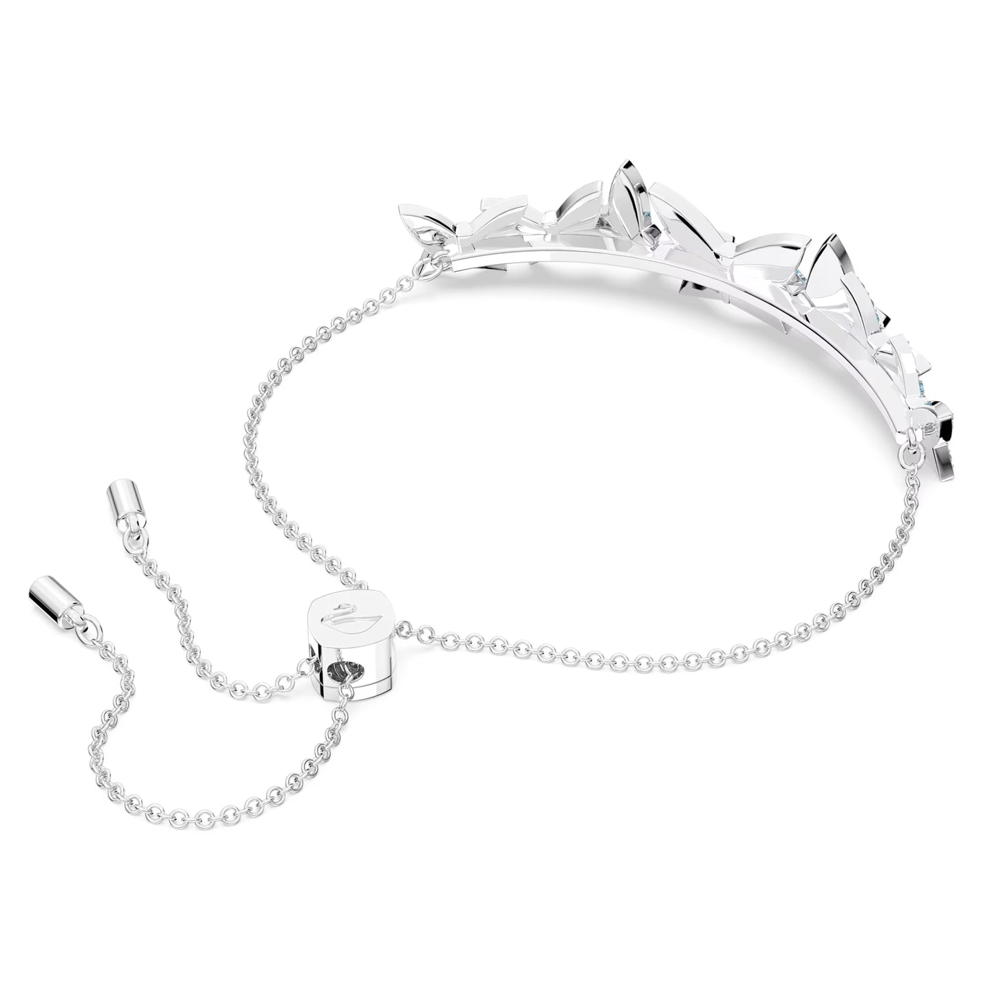 Lilia bracelet, Butterfly, Blue, Rhodium plated