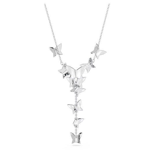 Idyllia Lilia Y necklace, Butterfly, Blue, Rhodium plated