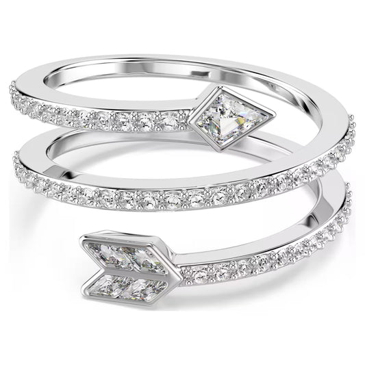 Idyllia motif ring, Mixed cuts, Arrow, White, Rhodium plated