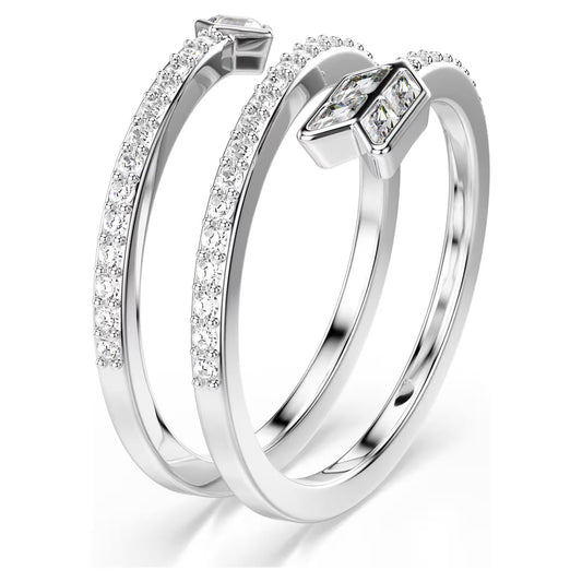 Idyllia motif ring, Mixed cuts, Arrow, White, Rhodium plated
