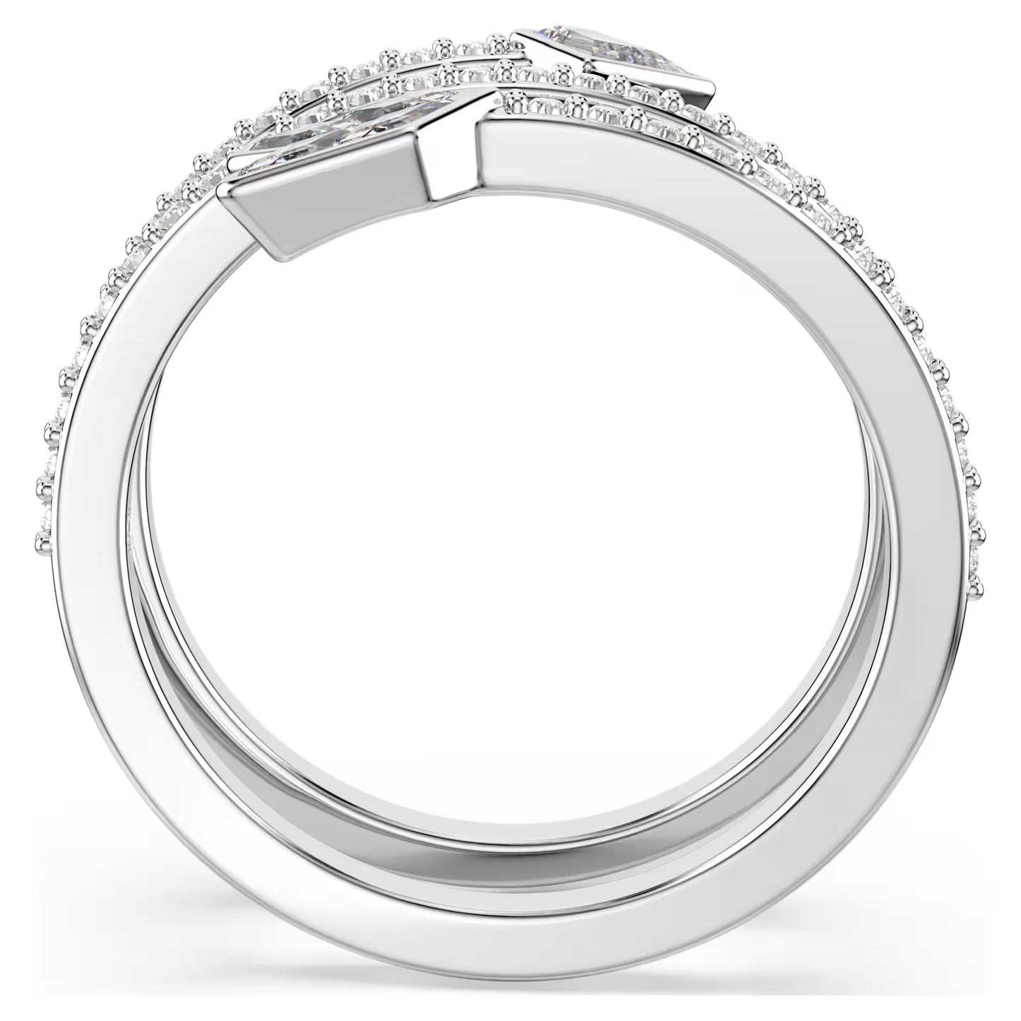 Idyllia motif ring, Mixed cuts, Arrow, White, Rhodium plated