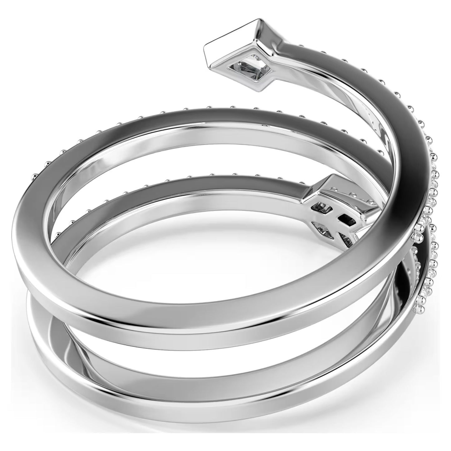 Idyllia motif ring, Mixed cuts, Arrow, White, Rhodium plated