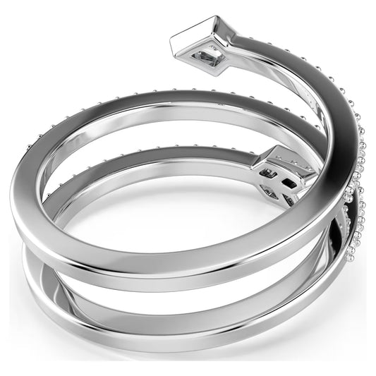 Idyllia motif ring, Mixed cuts, Arrow, White, Rhodium plated