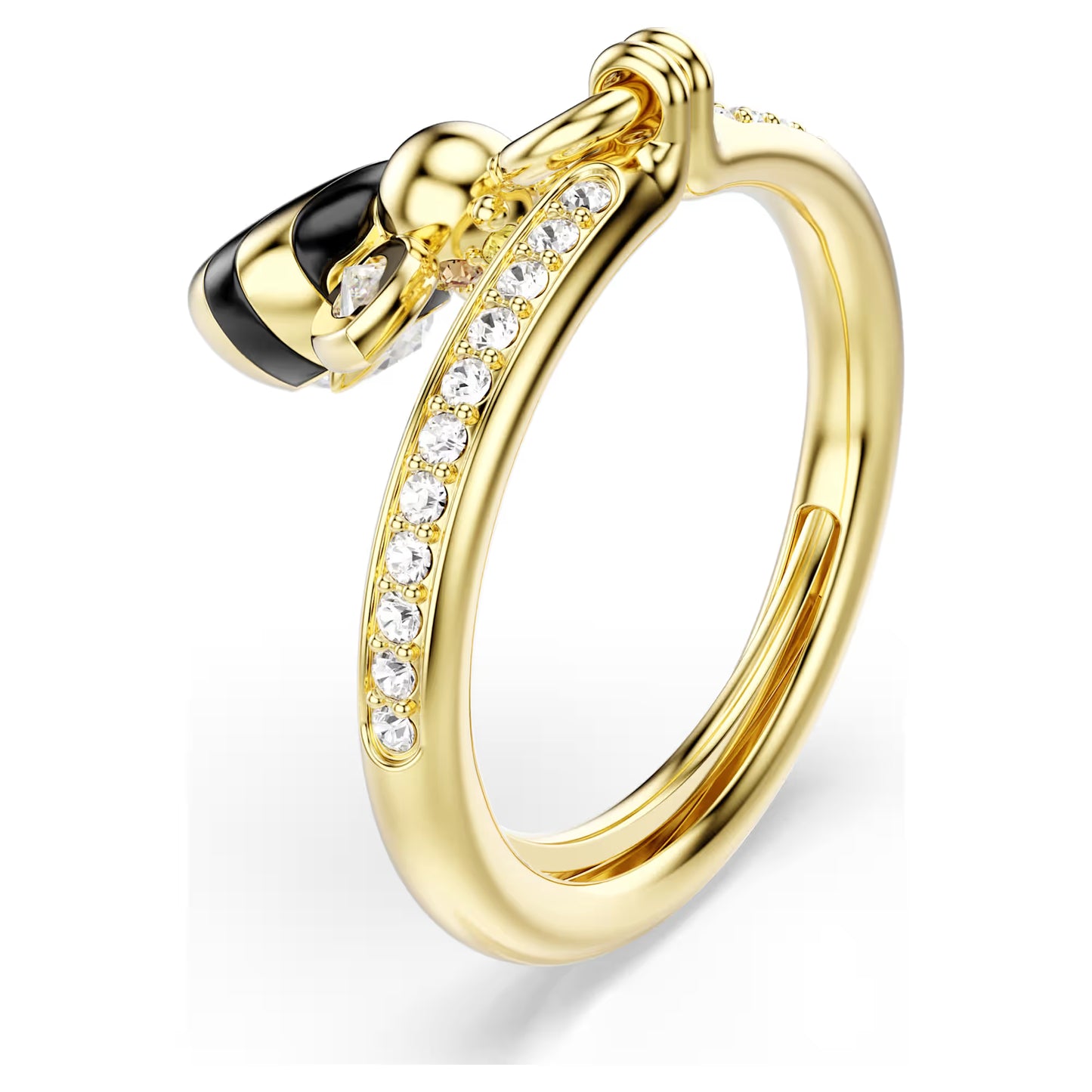 Idyllia motif ring, Mixed cuts, Bee, Multicoloured, Gold-tone plated