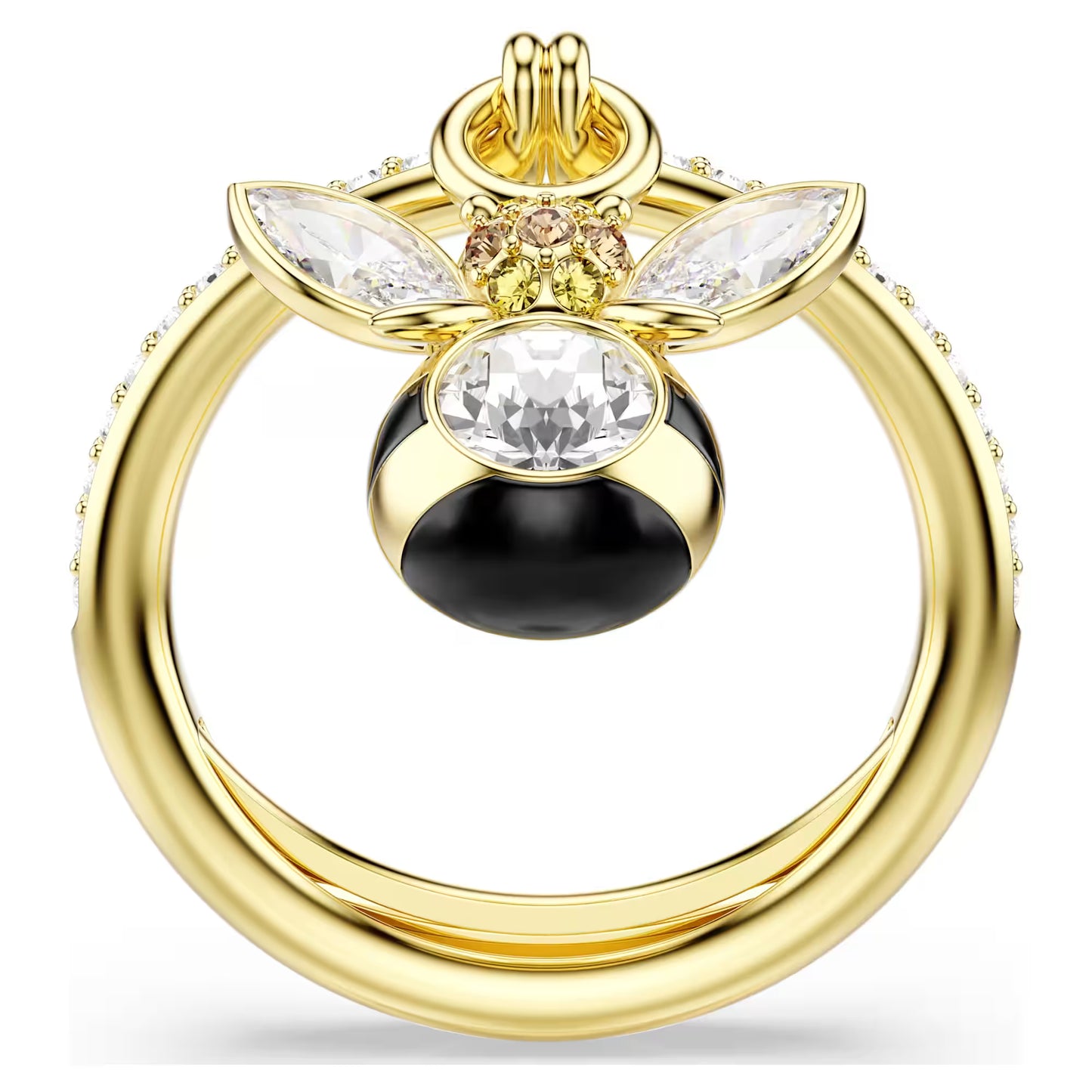 Idyllia motif ring, Mixed cuts, Bee, Multicoloured, Gold-tone plated