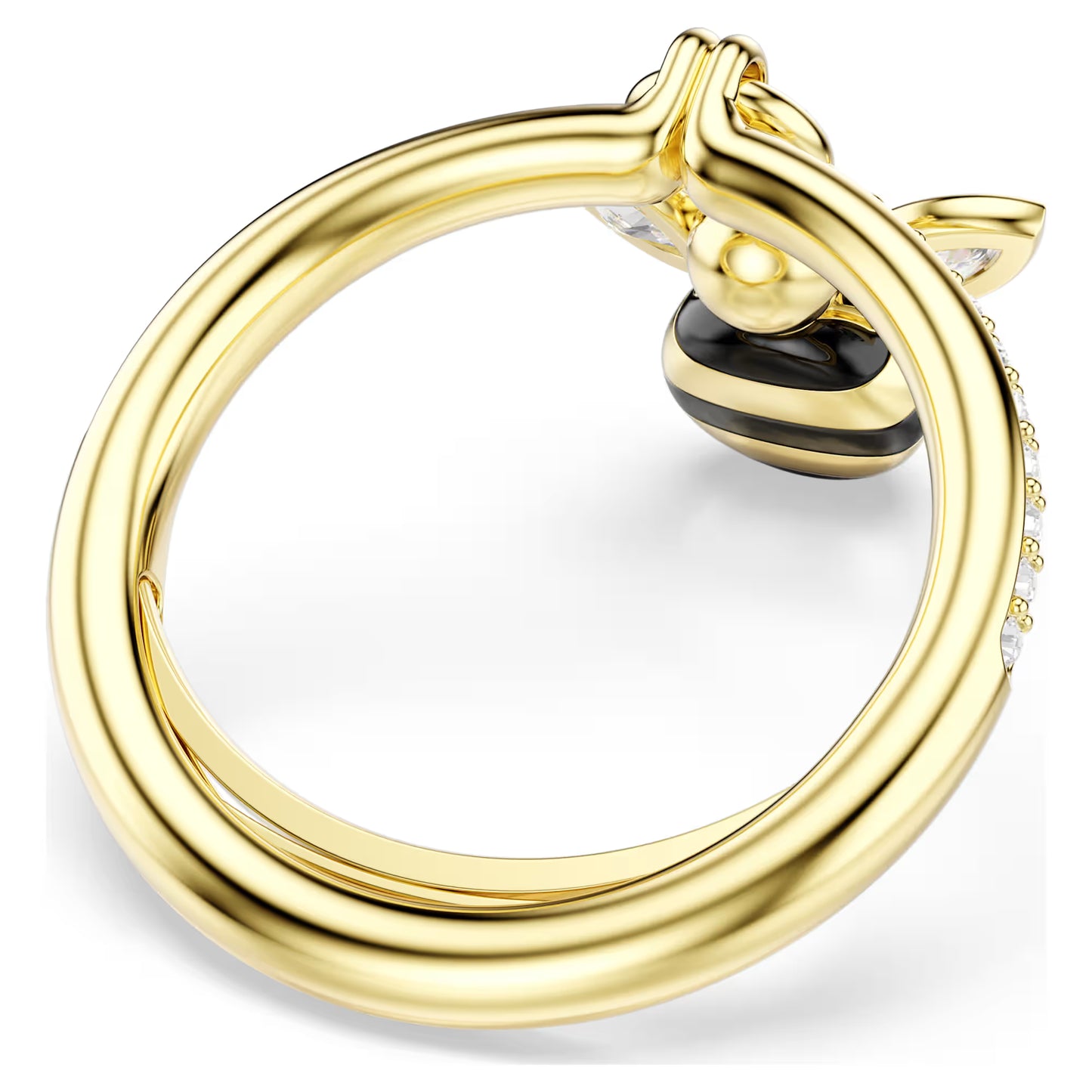 Idyllia motif ring, Mixed cuts, Bee, Multicoloured, Gold-tone plated