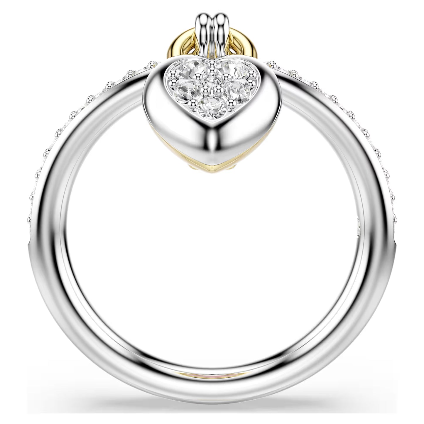 Idyllia motif ring, Mixed cuts, Heart, Pink, Mixed metal finish